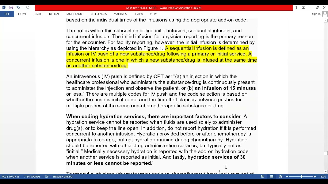 Example of ED Facility Infusion, IVP,  Hydration