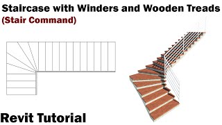 Revit Tutorial - Staircase with Winders & Wooden Treads (Stair Command)