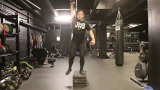 Single-Arm KB overhead lateral step ups
