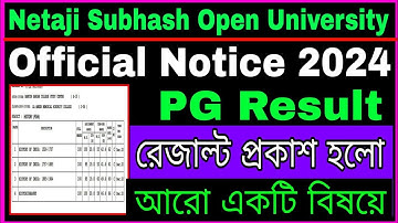 NSOU PG Result Published 2024// NSOU PG Exam 2025// NSOU MA MSc MCom Result Out 2024