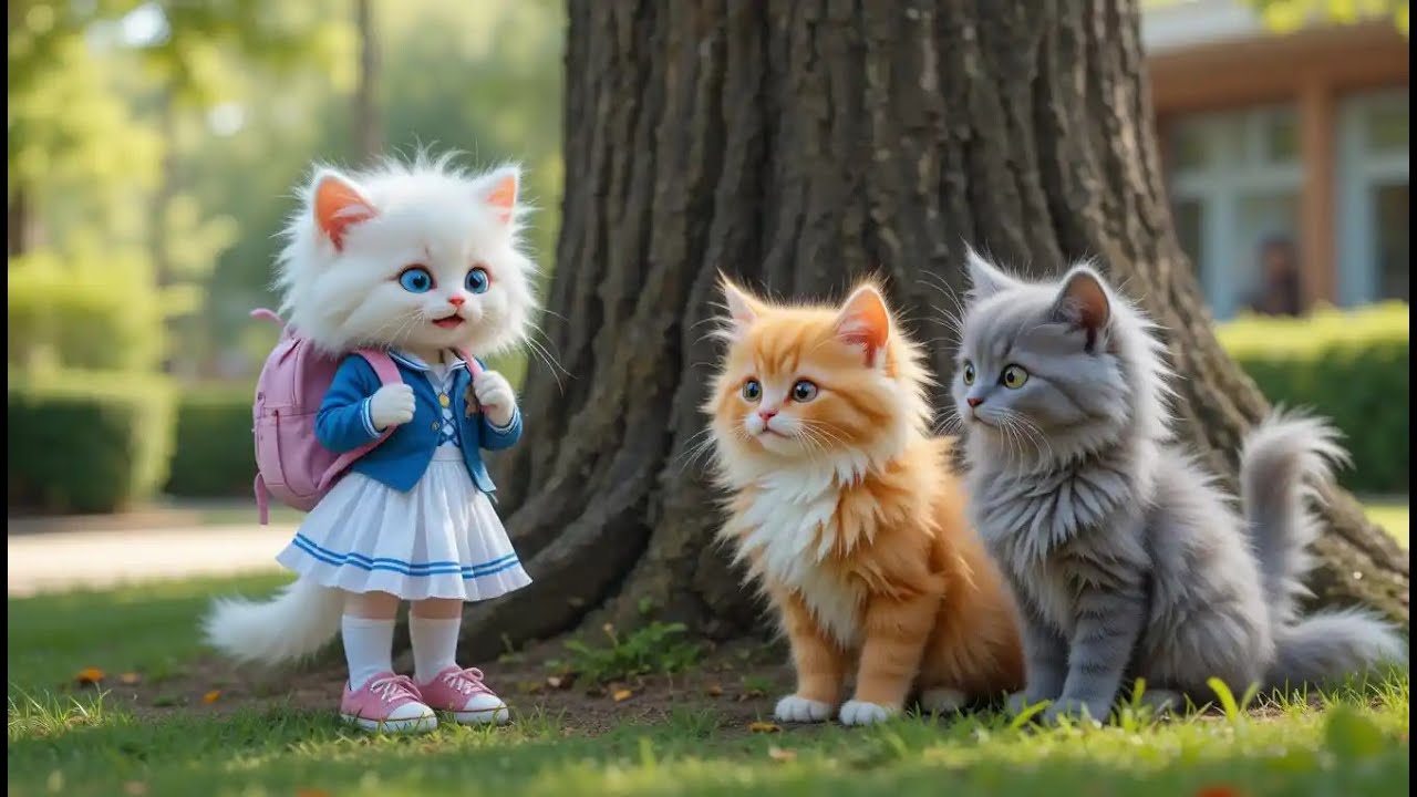 🎒📚First Day Feline Adventures: Snowy’s School Journey!" 