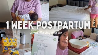 1 WEEK POSTPARTUM | SPEND THE DAY WITH ME | MOM OF 2