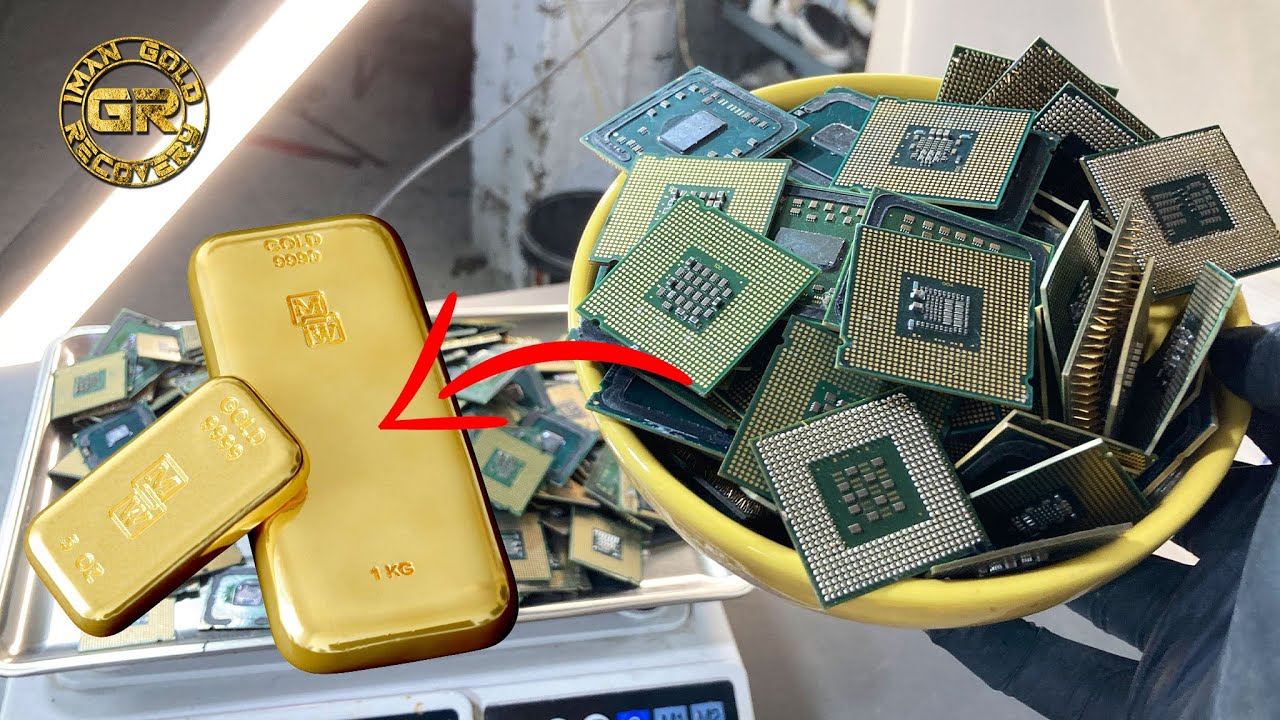 Извлечение золота из 800 г процессоров с зеленым волокном | Золото от процессоров | Извлечение золот