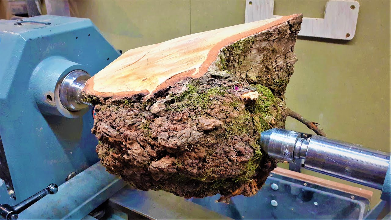 Woodturning - Burl, Bark and Moss - YouTube