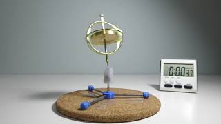 High Stem Friction Toy Gyroscope on Rotating Needle Rises at Small Angle in 1:00