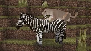 Minecraft lion hunting zebra   (Animals Of Africa addon) screenshot 2