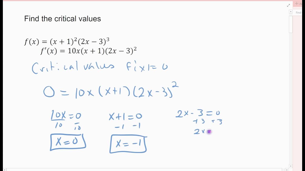 3.1 video 6 example of a factored polyn finding criticals - YouTube