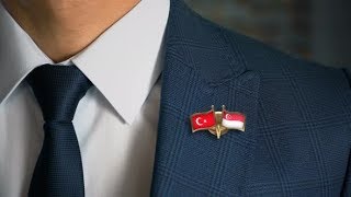 Businessman Friend Flags Pin Turkey Singapore Stock Footage - Videohive