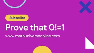 Prove that 0!=1 | Factorial Notation|