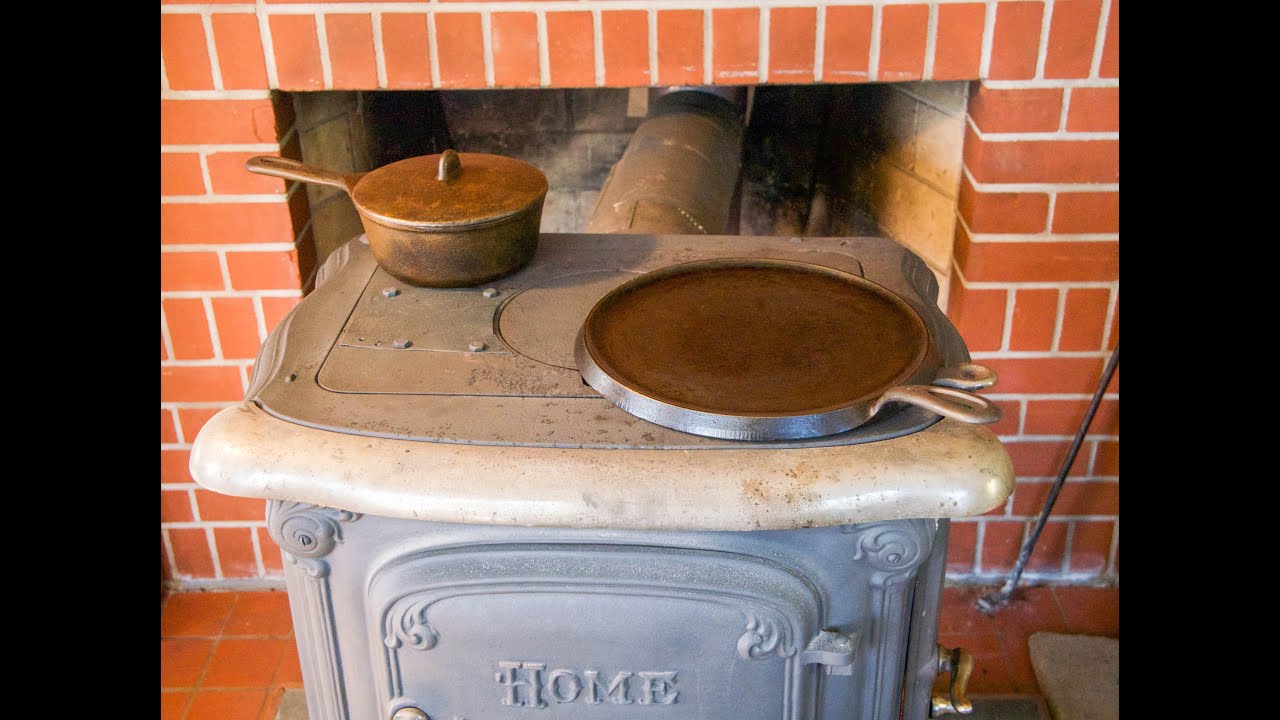 Cooking On A Wood Burning Stove With Cast Iron Cookware Creating Delicious  Comfort Food. - YouTube