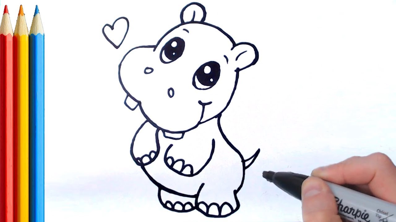 How To Draw A Hippo For Kids