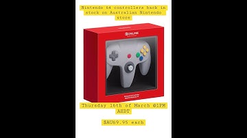 Nintendo 64 controllers for Australian NSO members back in stock 16th of March!