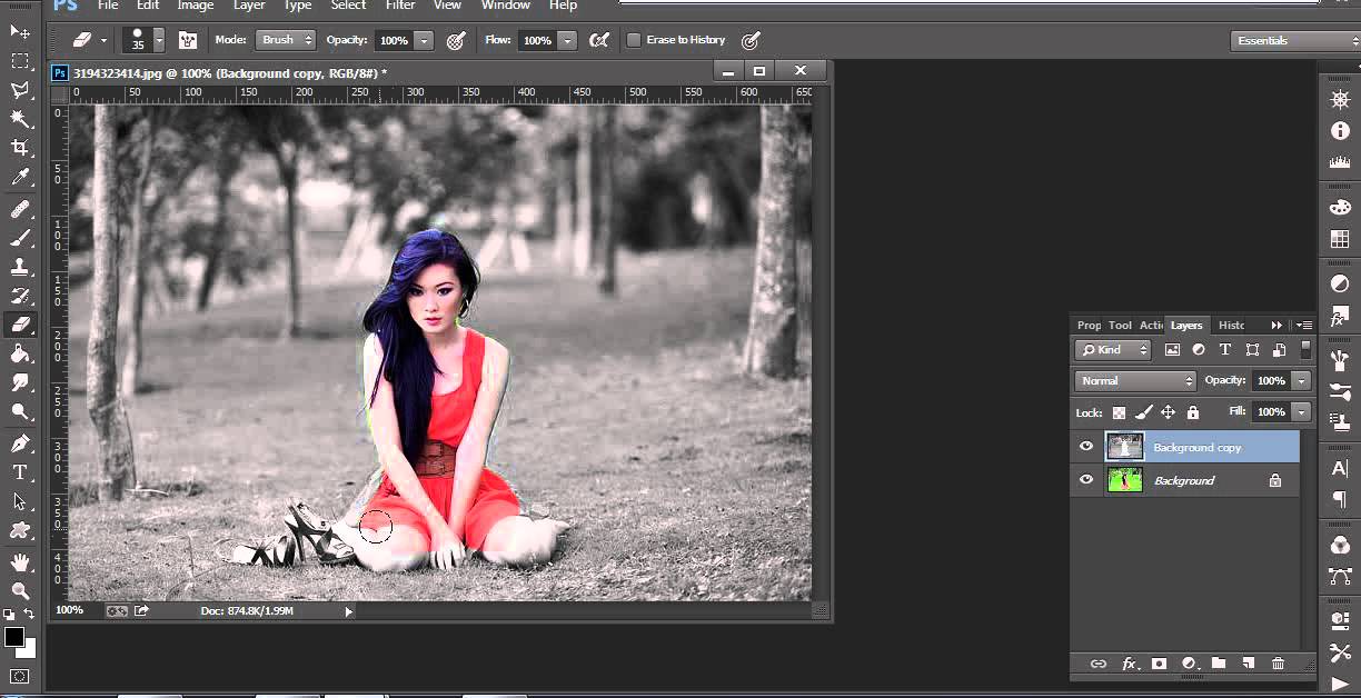 Cara mengedit foto di photoshop efek selective color - YouTube