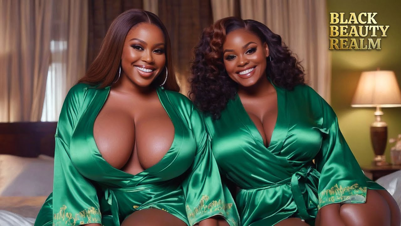 Black curvy model AI Women Lookbook ❤️ | Silk robe at bedroom