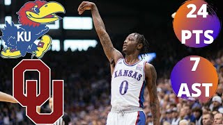 Marcus Garrett Kansas Jayhawks 24 PTS 7 AST 5 REBS vs Oklahoma Sooners | 6 MADE THREES!