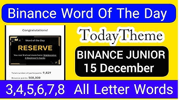Binance Word of the Day Answer Today 15 December 2025 | Theme BINANCE JUNIOR | Binance Crypto WODL