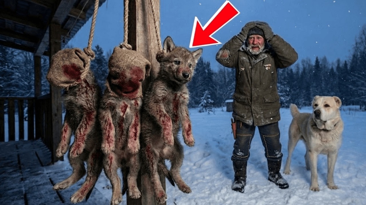 Powiesili trzy wilczki na śmierć w zamieci — aż stary żołnierz i jego wierny pies wyszli w burzę