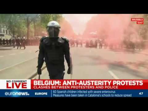 LIVE: Violent clashes during Belgium anti-austerity protests