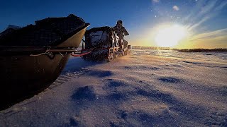 Зимний выезд с сыном на мотособаке / Палатка и титановая печь  / Мотобуксировщик Тофалар 500 в деле