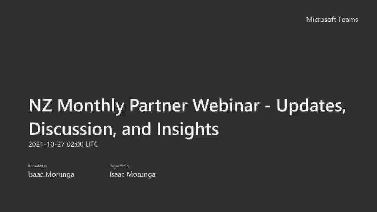 NZ Monthly Partner Webinar – October 2021 - YouTube