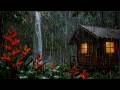 Cozy Nights Inside a Secret Rainforest Cabin 🌧️ Heavy Raindrops on Jungle Leaves 🍃 Fall Asleep