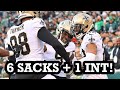 Saints defense stuns the eagles 6 sacks  1 int