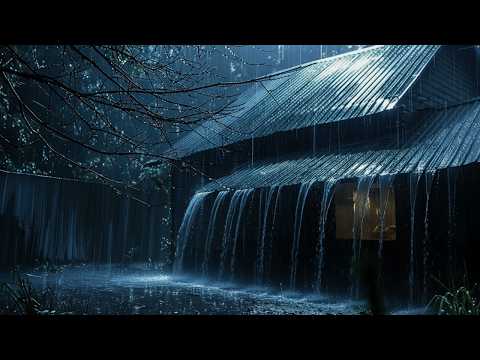 No Ads Rain Sounds for Sleeping - ASMR Slow Night Rain on Tin Roof for Deep Rest and Calm Mind