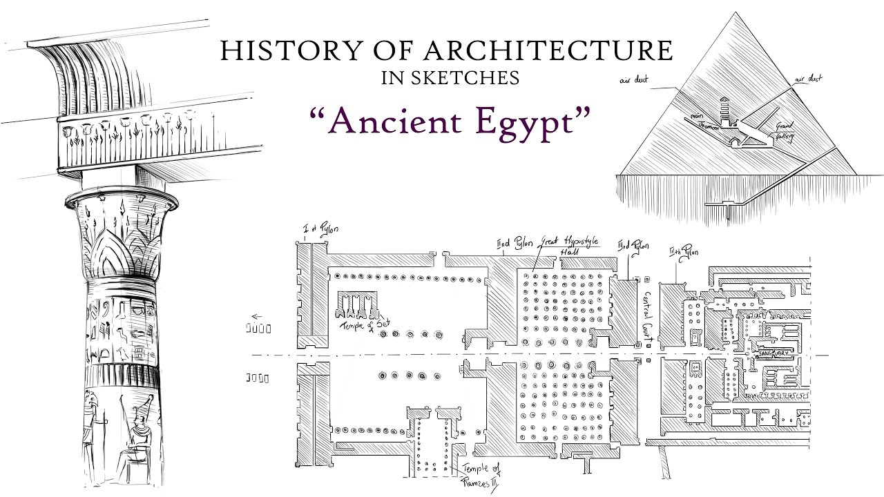 ancient egypt architecture drawing