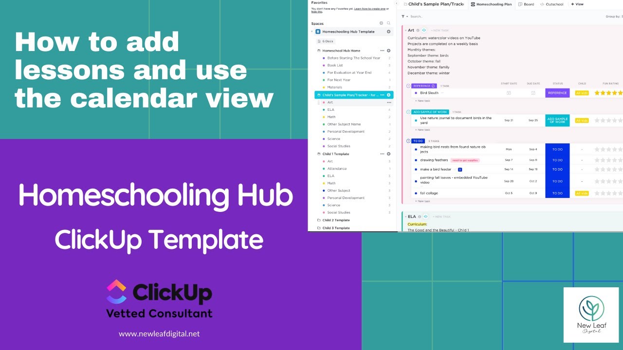 How I use the Homeschooling Hub ClickUp Template to plan our week