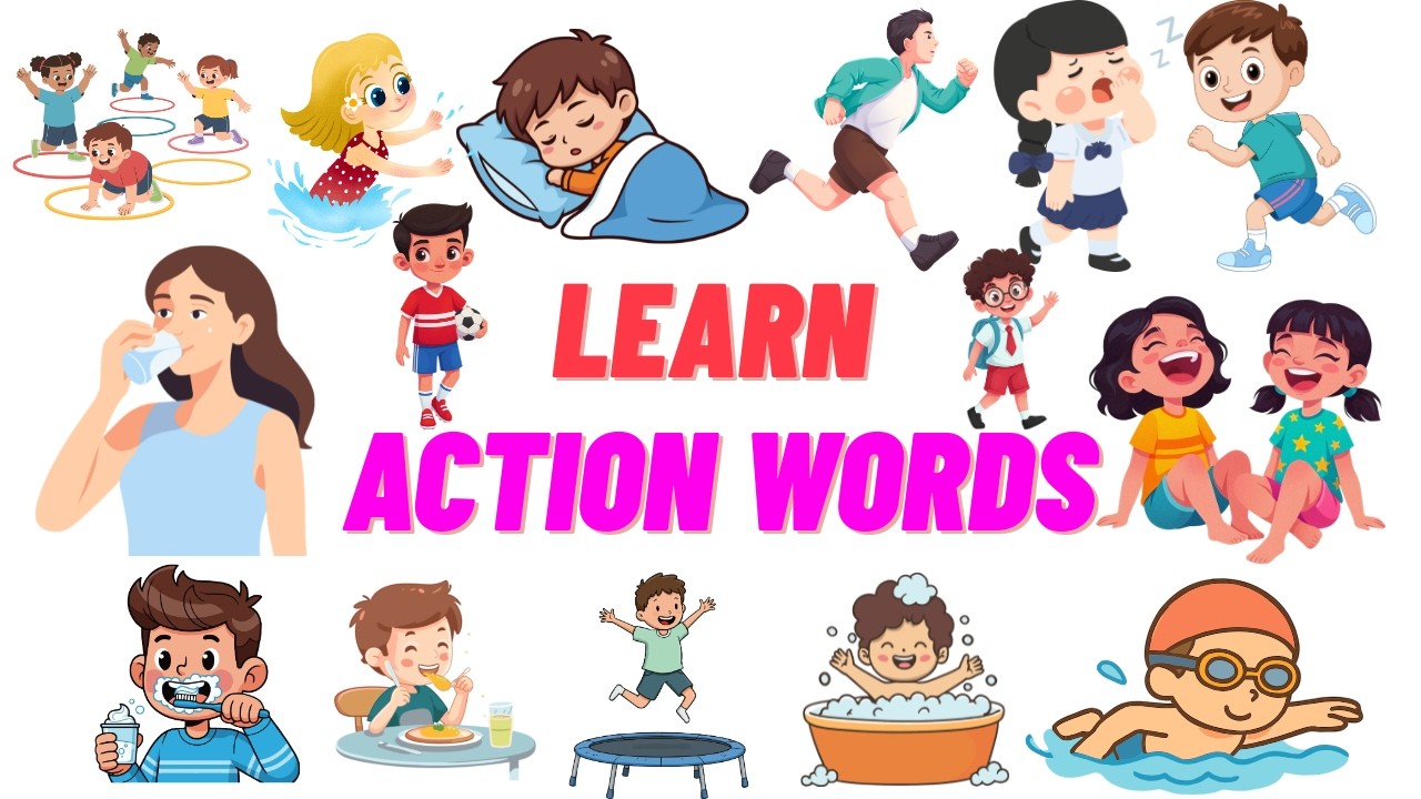 Action Words for Kids | Learn Verbs in English | English Vocabulary for ...