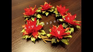 Christmas wreath. Рождественский венок. Різдвяний вінок з пуансеттією