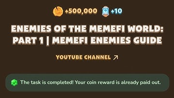 Enemies Of The Memefi World: Part 1 Memefi Enemies Guide | Memefi Youtube Video Code Today 27 August