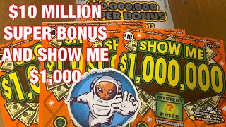 10 Million Super Bonus & Show Me a Million Tickets‼️ California Lottery Scratchers🤞🍀🍀🍀