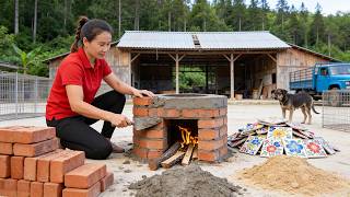 Timelapse - New Year Build: Rebuilding Brick Stove Kitchen with Floral Tile Cladding