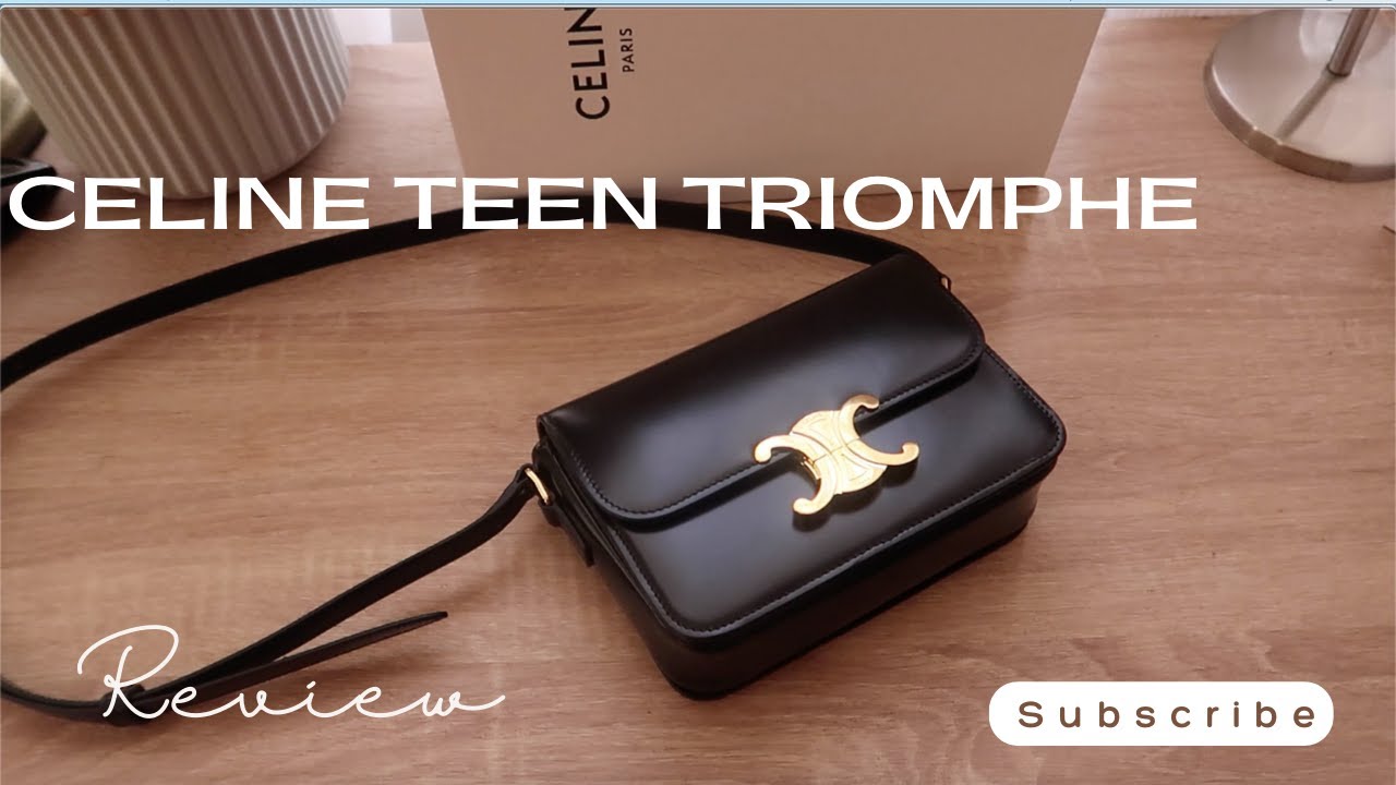 CELINE Teen Triomphe leather shoulder bag セリーヌ CELINE TEEN TRIOMPHE BAG REVIEW | Nelly M - YouTube
