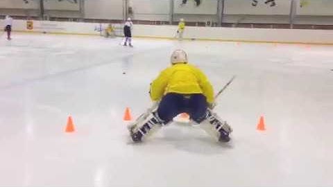 Goalie shuffle warm-up drill