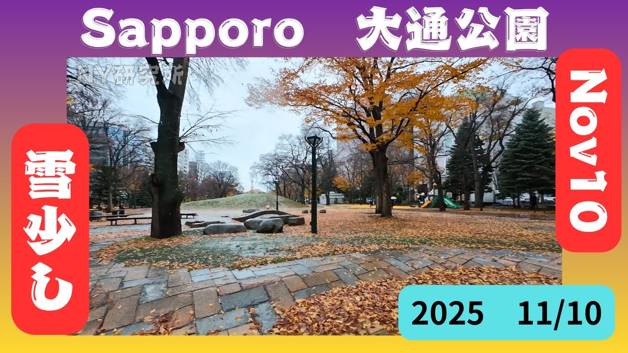 2025年11/10　大通公園　冬のはじまり落ち葉MAX　Early Snow Season　Sapporo Hokkaido Japan