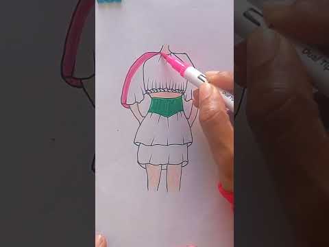 Fashion illustration drawing for beginners (Easy version) /Dress design satisfying art.