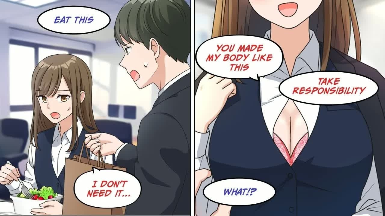 Manga Dub I treated a skinny receptionist to a meal and she became a meaty, adorable wife RomCom