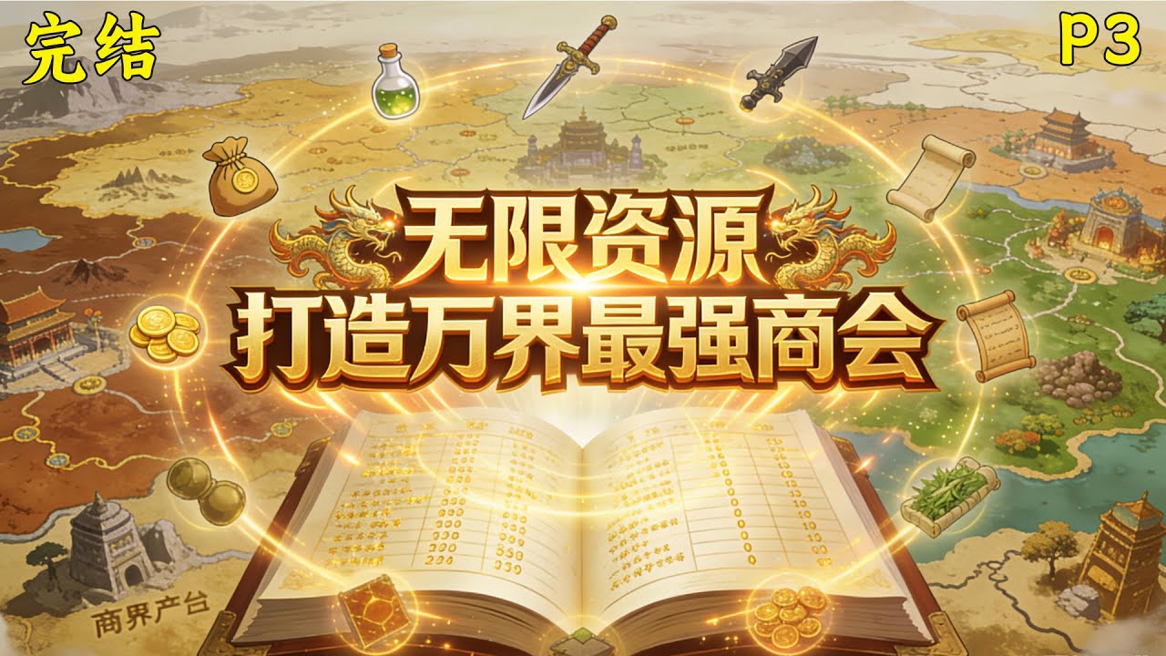 【无限资源，打造万界最强商会】完结（P3）穿越修仙小世界，又苦等了二十年的陆凡，终于等来了自己的金手指。一个可以观看万界天才直播的万界盘，一个囊括了世间所有物品的万界商城；一个可加速修炼的时光宝塔。