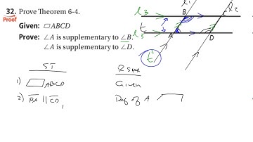 Proof of properties of a parallelogram   consecutive angles are supplementary