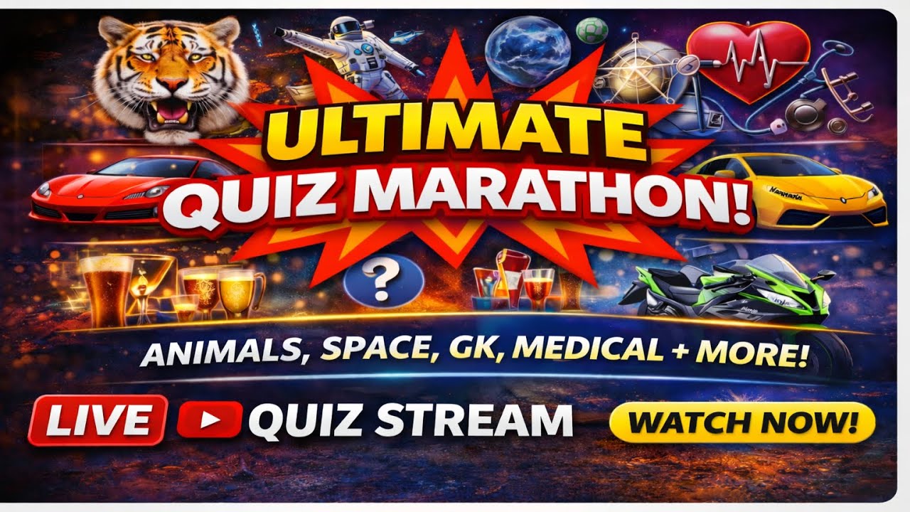 LIVE Quiz Challenge | Animals • Space • GK • Cars • Bikes • More | Can You Score 30/35? 