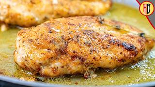 Easy garlic butter chicken breast in a frying pan