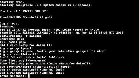 FreeBSD c нуля, часть №2, добавление пользователя