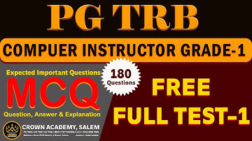 PG TRB (2025-2026) Computer Instructor Grade -1 (Full Test-1) Important MCQ questions(180 QUestions)