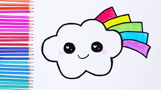 How to Draw a Cloud and Rainbow | Easy drawings
