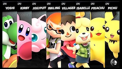 Yoshi VS Kirby VS Jigglypuff VS Inkling VS Villager VS Isabelle VS Pikachu VS Pichu Smash Ultimate