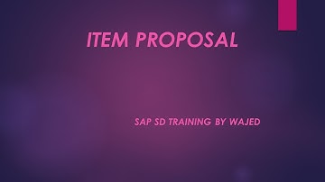 Item proposal or Product proposal