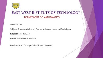 18MAT31 Module 5 Numerical Methods Video-1