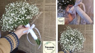 بوكيه بيبي فلاور بفروع اللولي شيك ورقيق ..diy bride bouquet